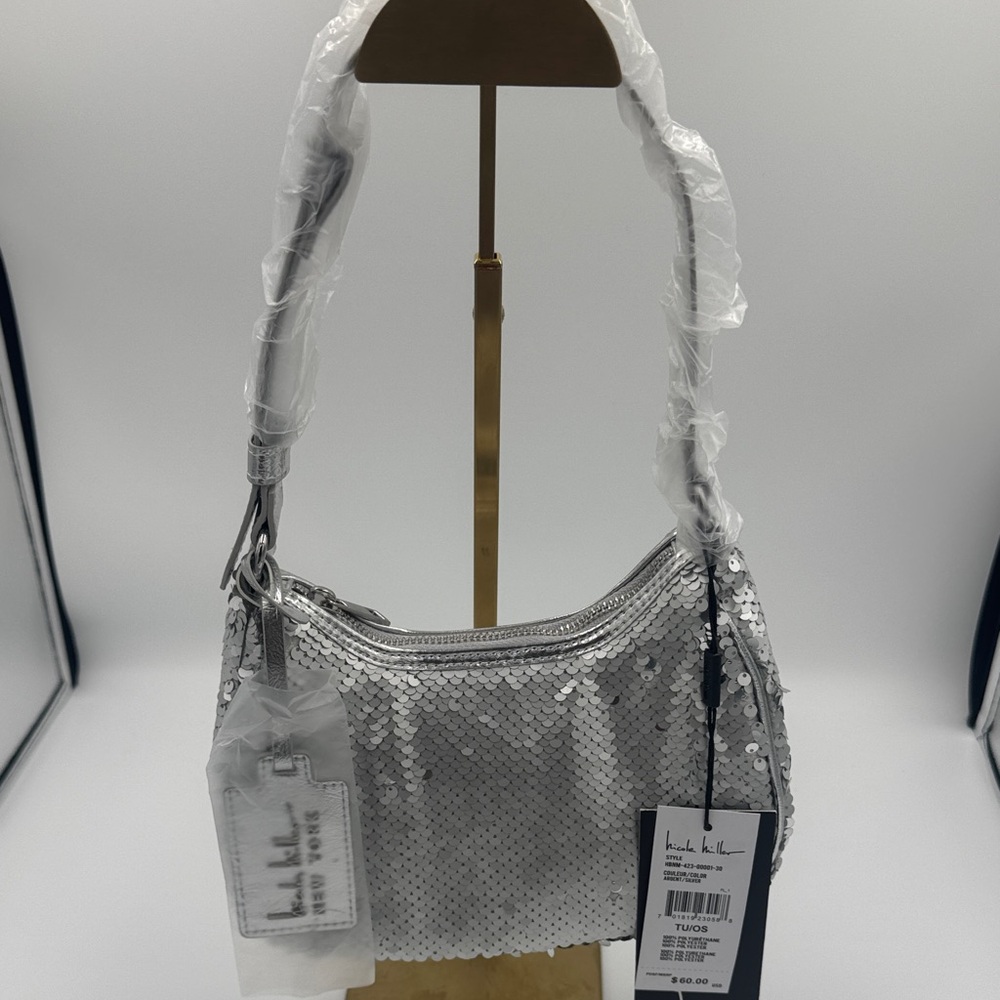Make a Splash with This Nicole Miller Silver Sequin Shoulder Bag